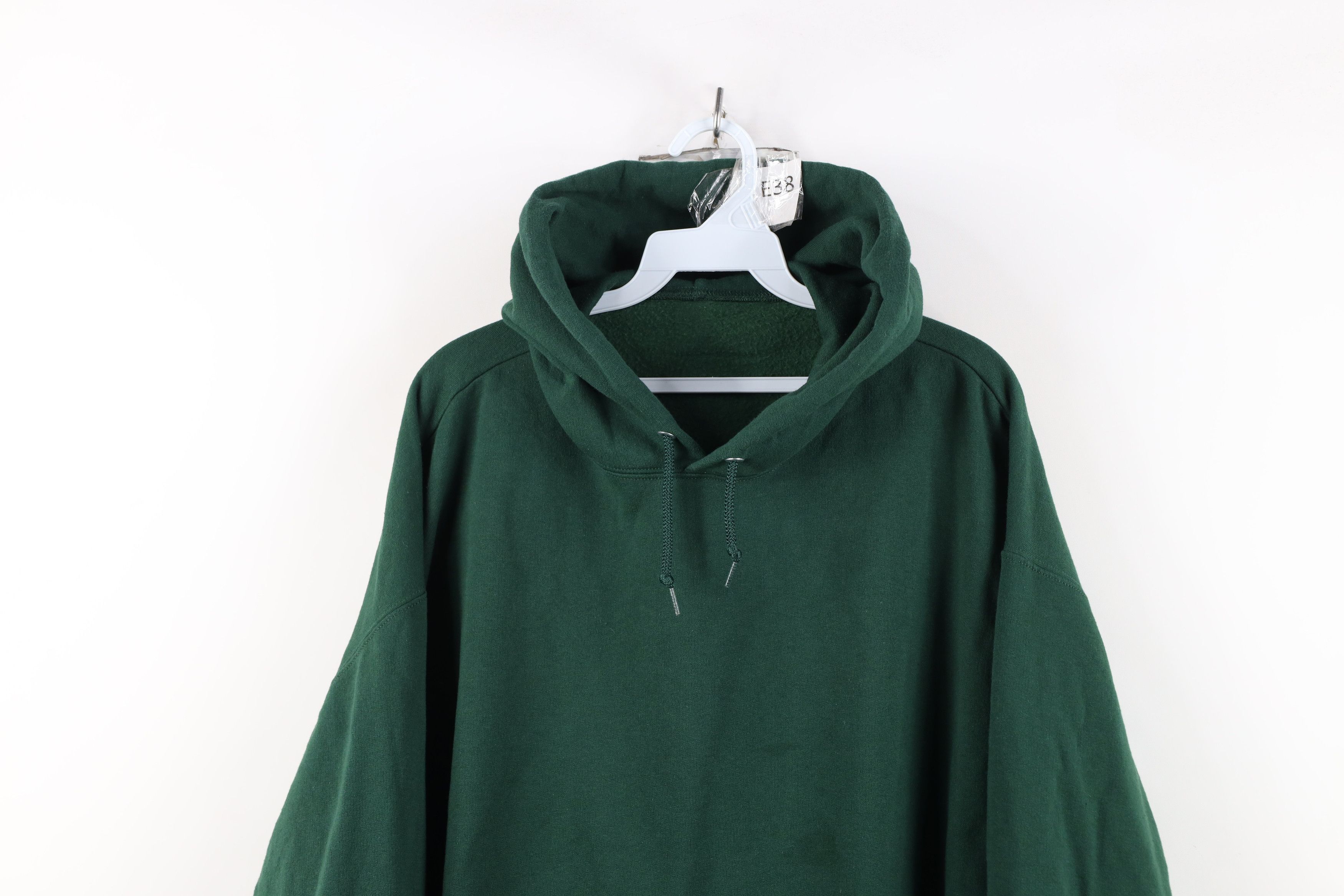 Vintage Vintage 90s Streetwear Blank Hoodie Sweatshirt Dark Green Size US XXL / EU 58 / 5 - 2 Thumbnail