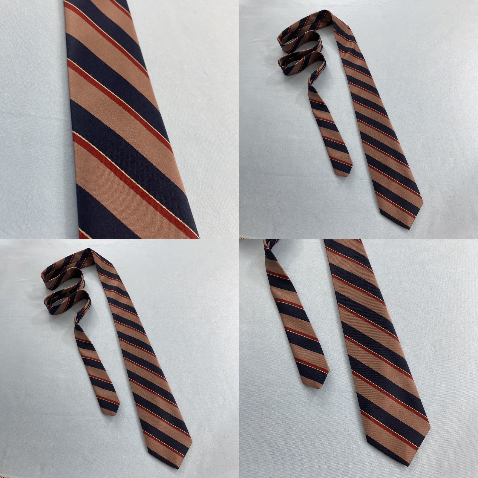 Vintage vtg Angelo Correlli Repp Tie Men Brown Blue Red Stripe Italy Capsule 3x56 Cap 60s 70s Adjustable Handmade Polyester Vintage Surrey Mens Size ONE SIZE - 10 Thumbnail