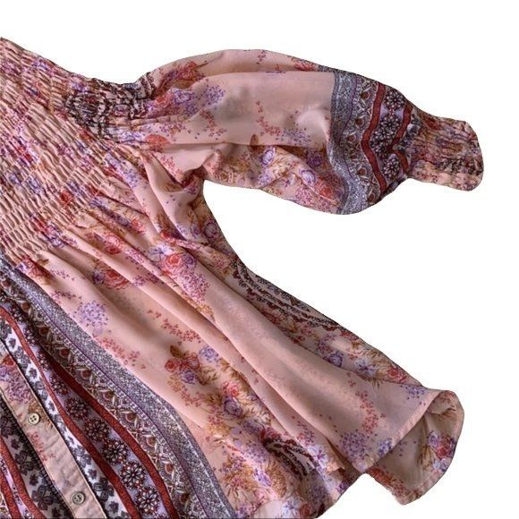 Other Altar'd State Boho Flowy Romantic Floral Print Pleated Tunic Size S / US 4 / IT 40 - 5 Thumbnail