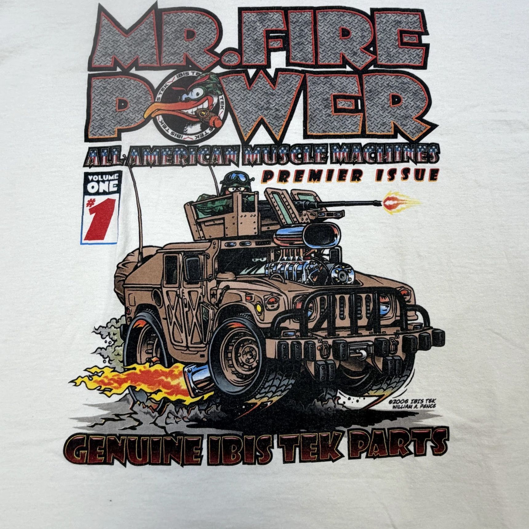 Gildan Mr Fire Power Shirt Mens XL White 2006 Ibis Tek Humvee Military Graphic Tee Size US XL / EU 56 / 4 - 7 Thumbnail
