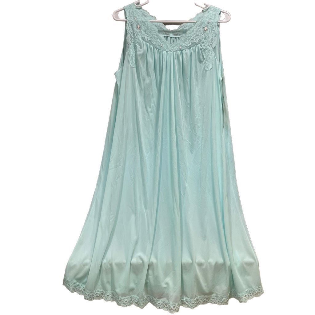 Vintage Vtg 70s Shadowline Womens Peignoir Set M Robin Egg Blue Mad Size ONE SIZE - 3 Thumbnail