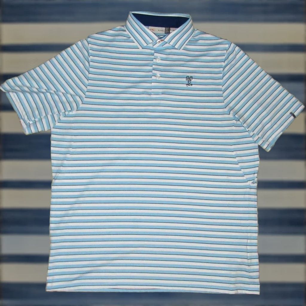 KJUS KJUS Striped Short Sleeve Polo Shirt Greenville Country Club North Carolina L Blue Mens Size US L / EU 52-54 / 3 - 1 Thumbnail