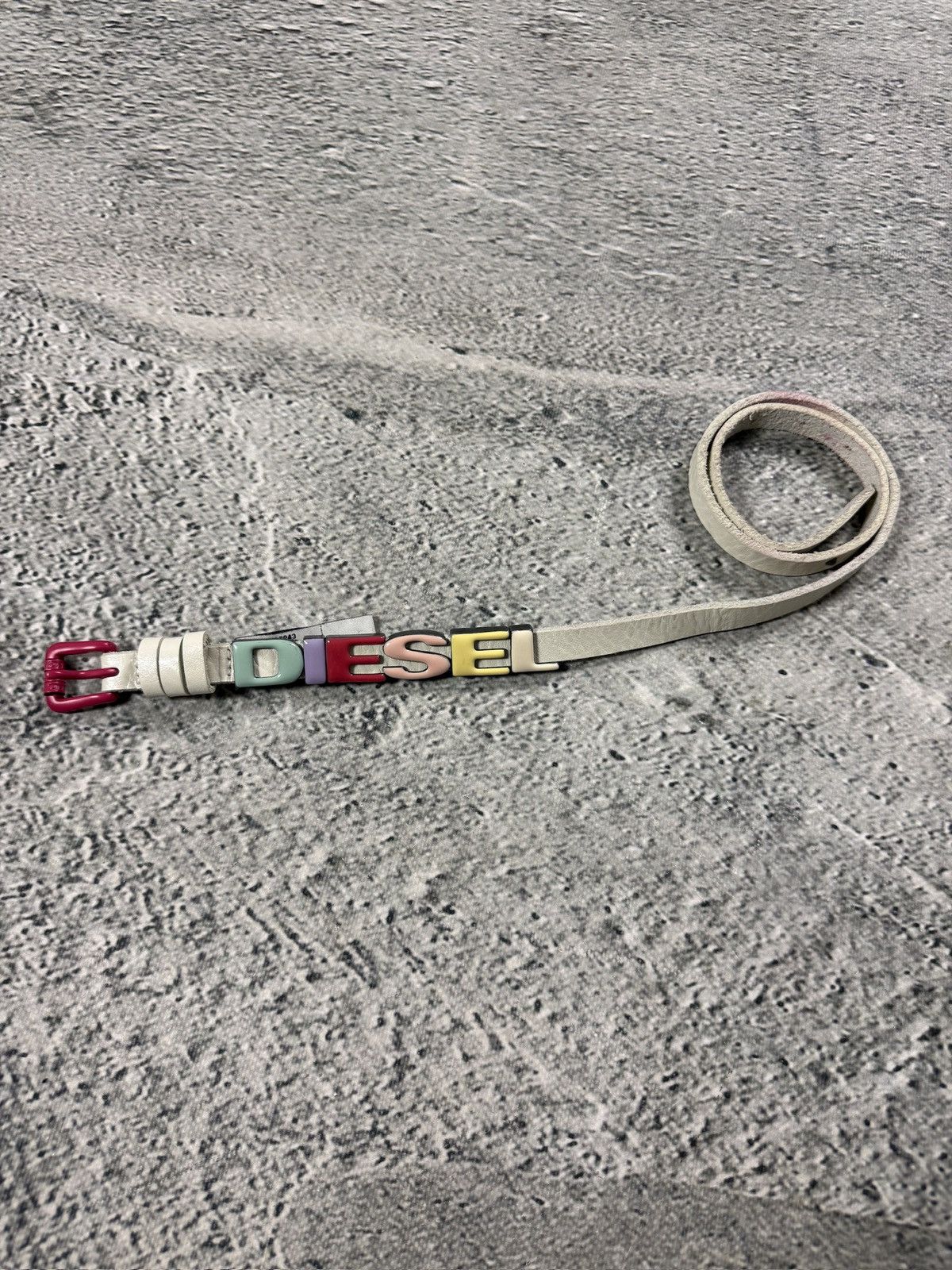 Diesel Diesel leather belt multicolour moving letters Y2K white Size ONE SIZE - 1 Thumbnail
