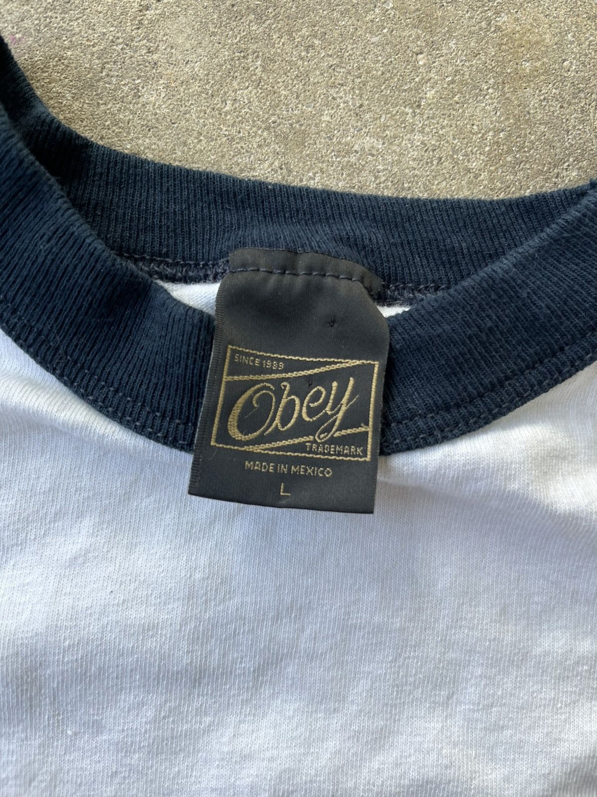 Obey Cursive Obey Raglan 1/2 Sleeve Tee Size US L / EU 52-54 / 3 - 3 Thumbnail