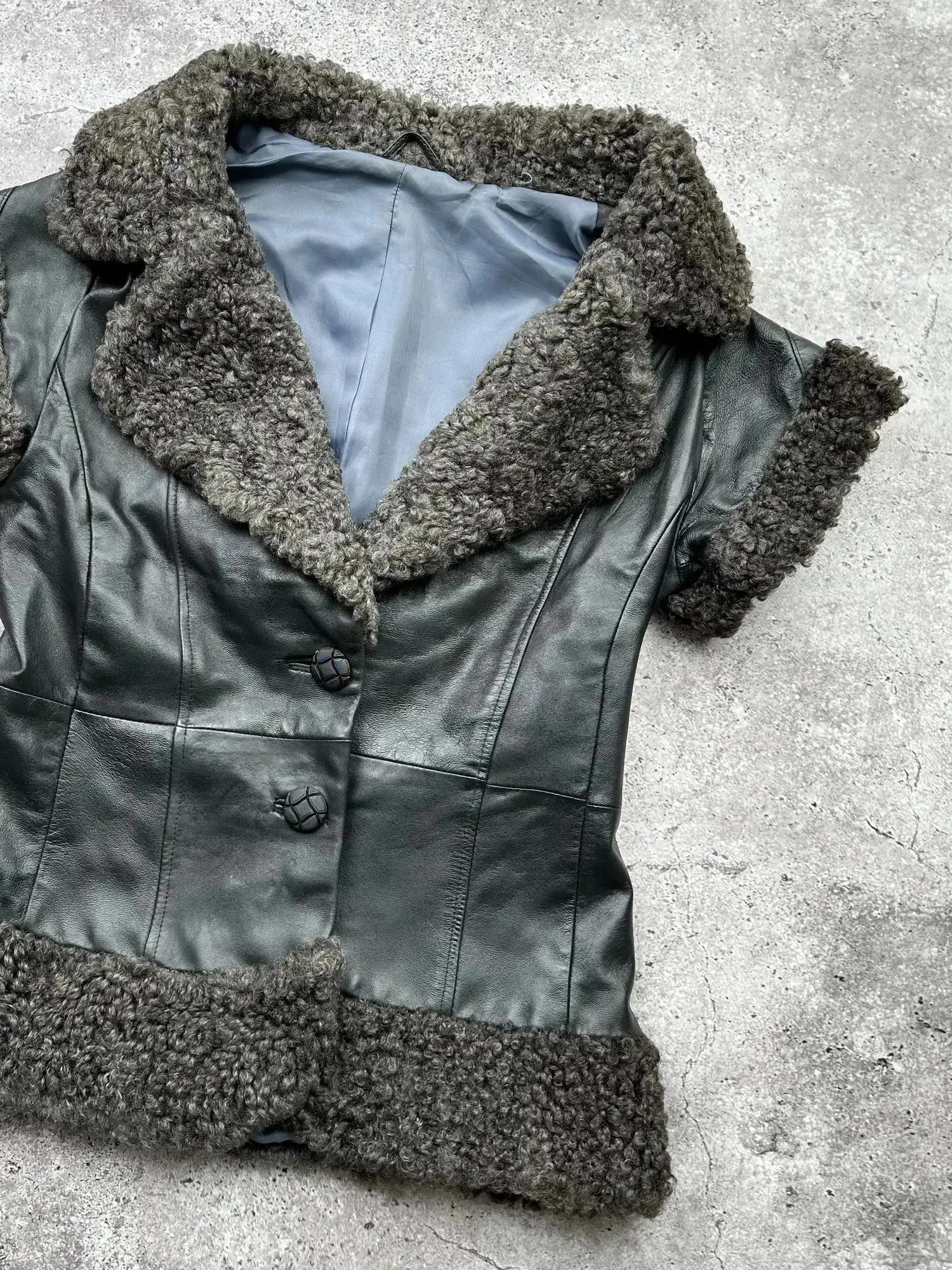 Genuine Leather Vintage Real Sheepskin/Leather Vest C95(V73) Size M / US 6-8 / IT 42-44 - 3 Thumbnail