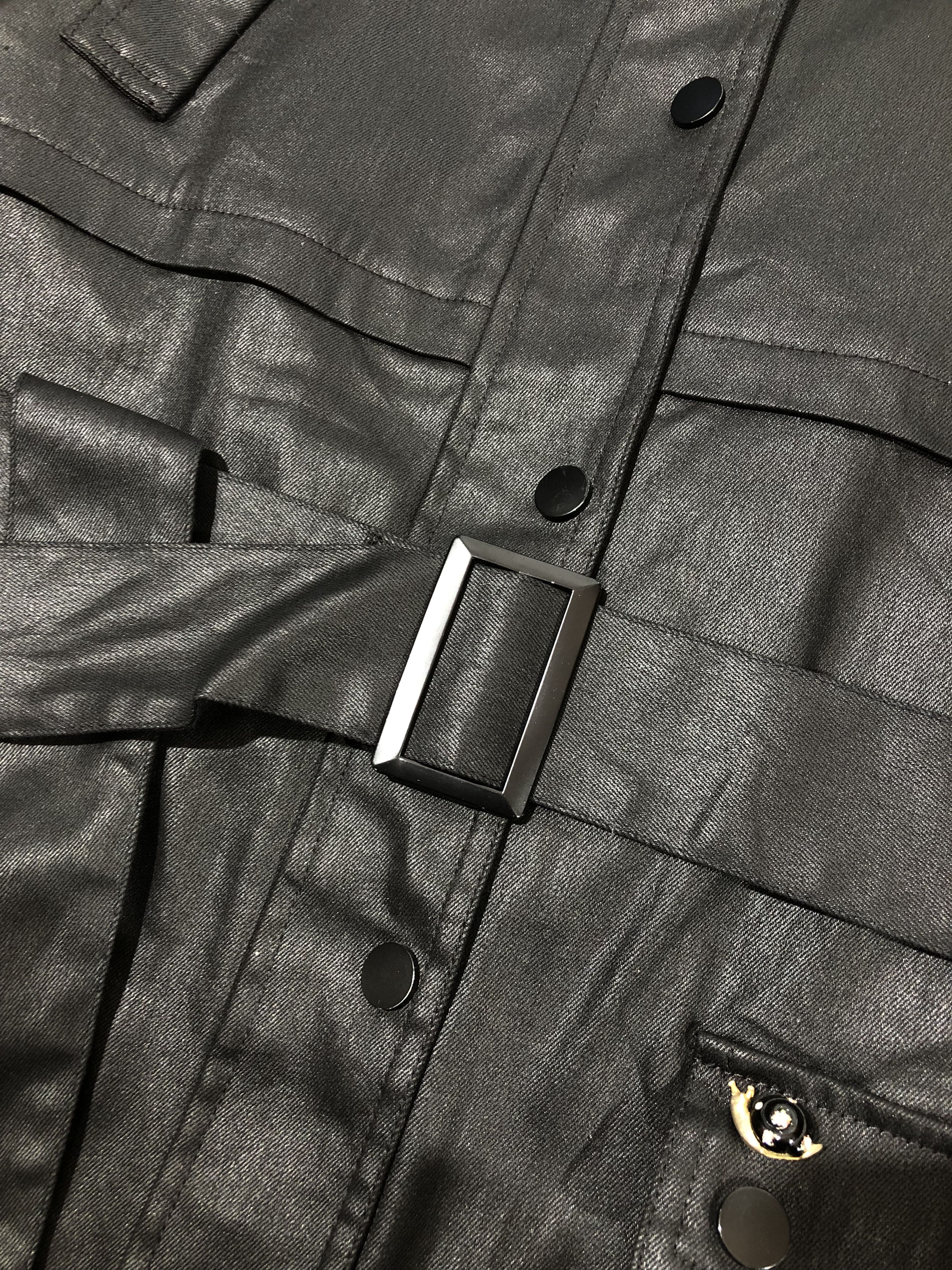 Anna Sui Vintage Anna Sui Waxed Cotton Belted Jacket Coat Black Size L / US 10 / IT 46 - 9 Thumbnail