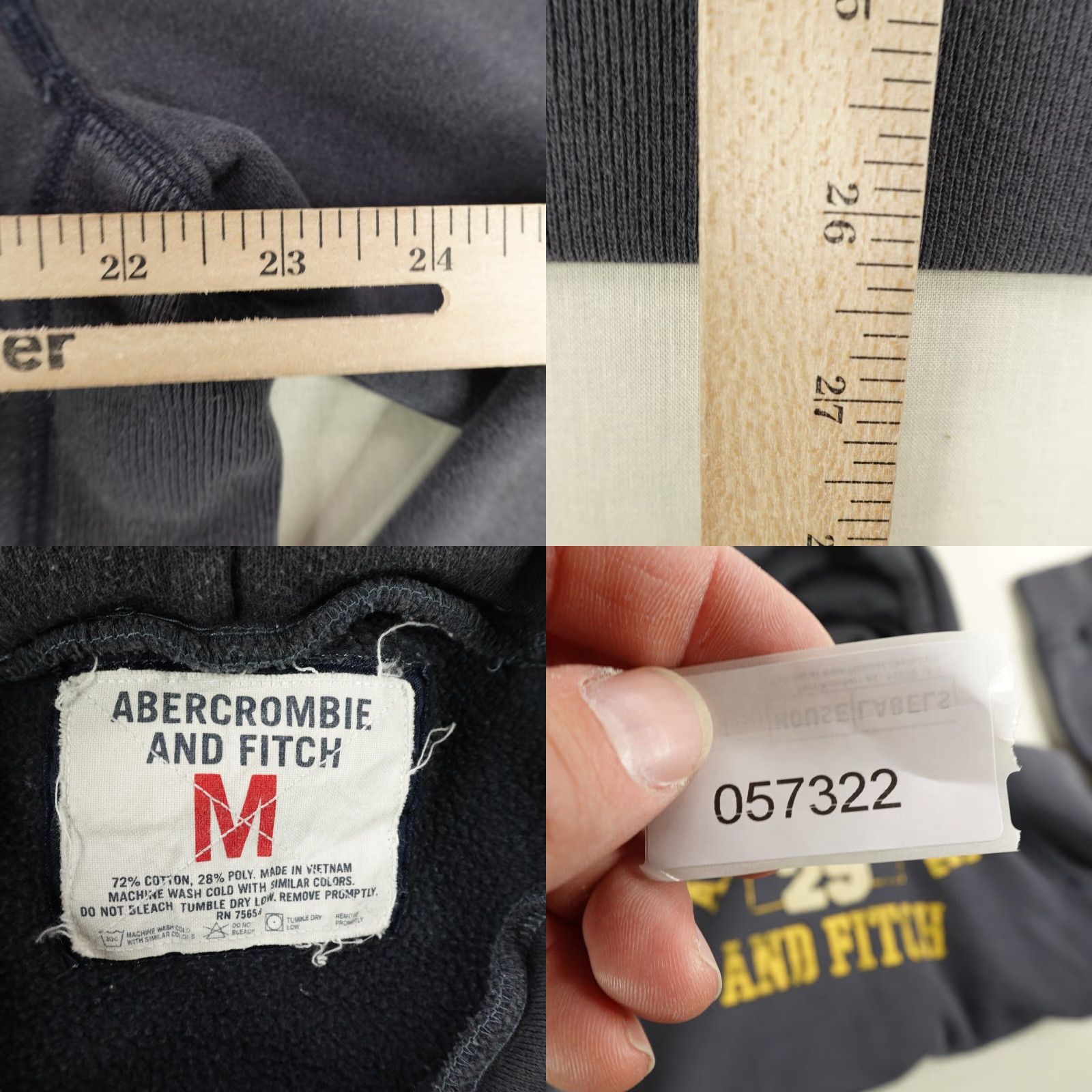 Abercrombie & Fitch Abercrombie & Fitch Hoodie Mens Medium Gray Pullover Sweatshirt Regular Pockets Logo Preppy Outdoor Style Clothing Size US M / EU 48-50 / 2 - 8 Thumbnail