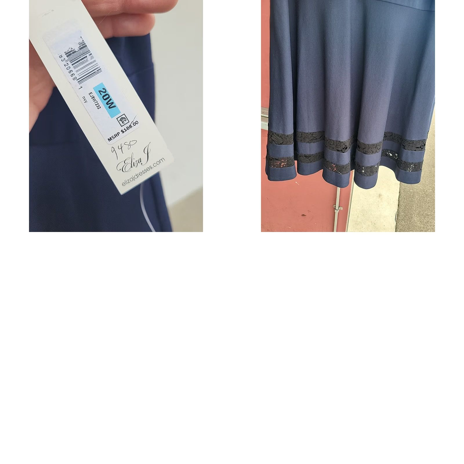 Vintage Eliza J Slip Dress Navy Blue 20W Knee Length Lined Plus Size Women Sleeveless Round Neck Party/Cocktail Casual Formal NWT MSRP 159 Size 3XL / US 20-22 - 9 Thumbnail