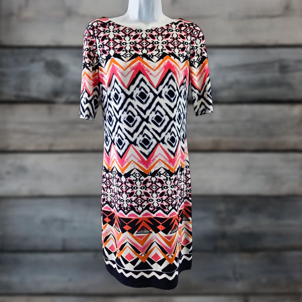 Vince Camuto Vince Camuto Womens Dress Sz 2 Pink Printed Half Sleeve Polyester Blend Short Vintage No Size XS / US 0-2 / IT 36-38 - 1 Thumbnail