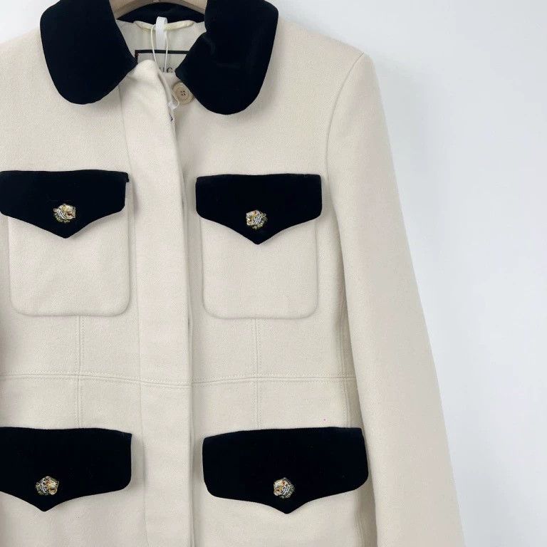 Gucci Gucci Classic leopard head button white tweed long coat Size XS / US 0-2 / IT 36-38 - 5 Thumbnail