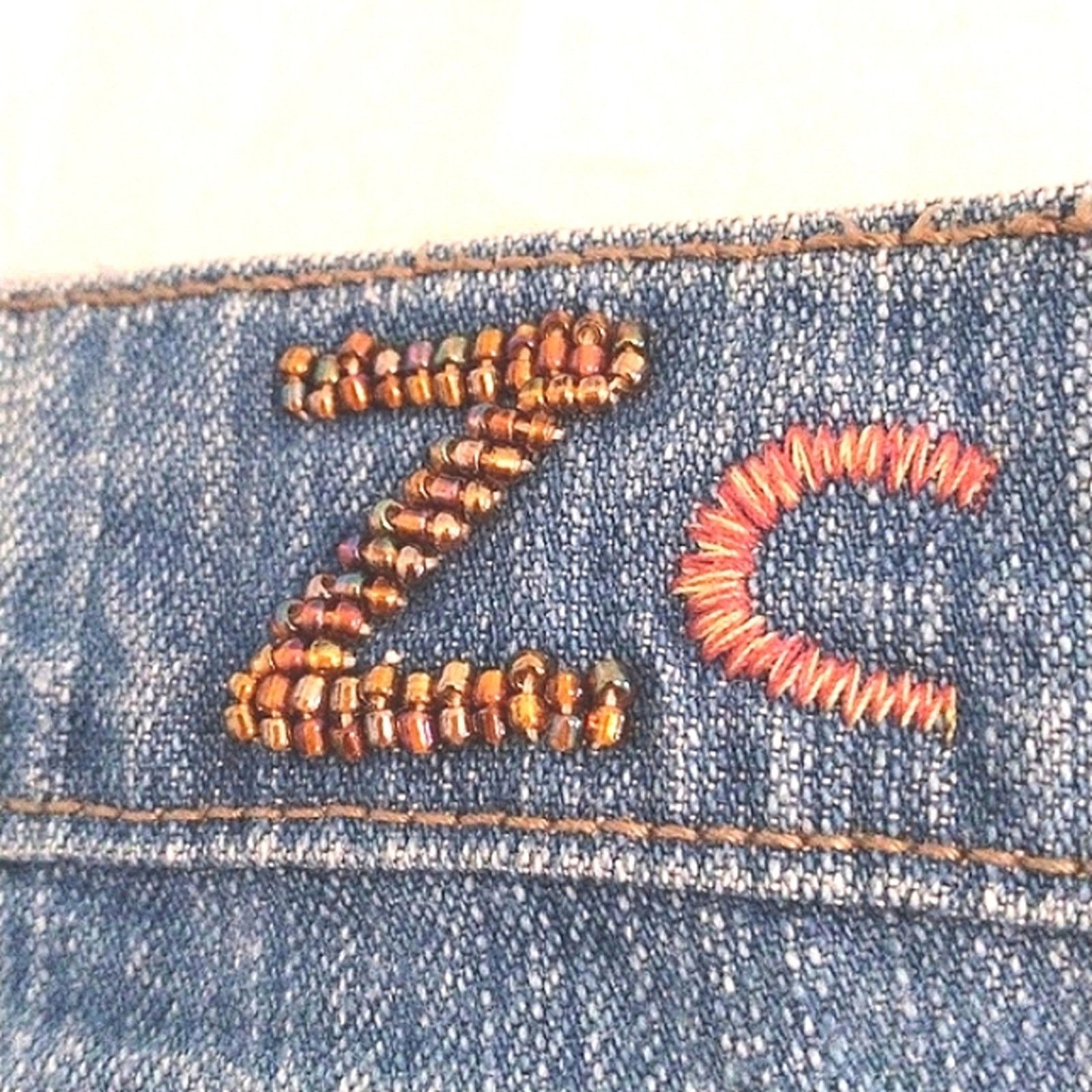 Other Cavaricci Beaded Jeans Sz S 25"W Lt Blue Floral Bohemian VNT Size 25" / US 0 / IT 36 - 14 Thumbnail