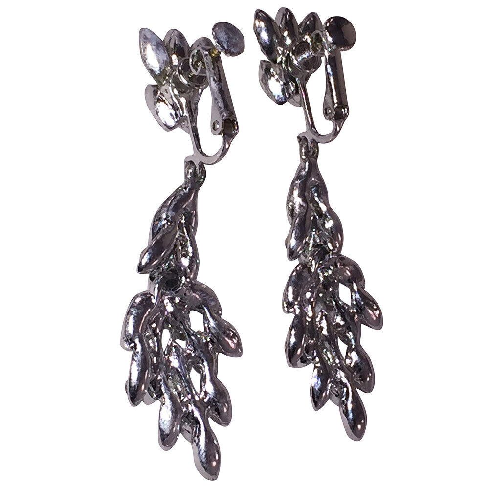 Designer Vintage Clear White Rhinestone Dangle Earrings Size ONE SIZE - 4 Thumbnail