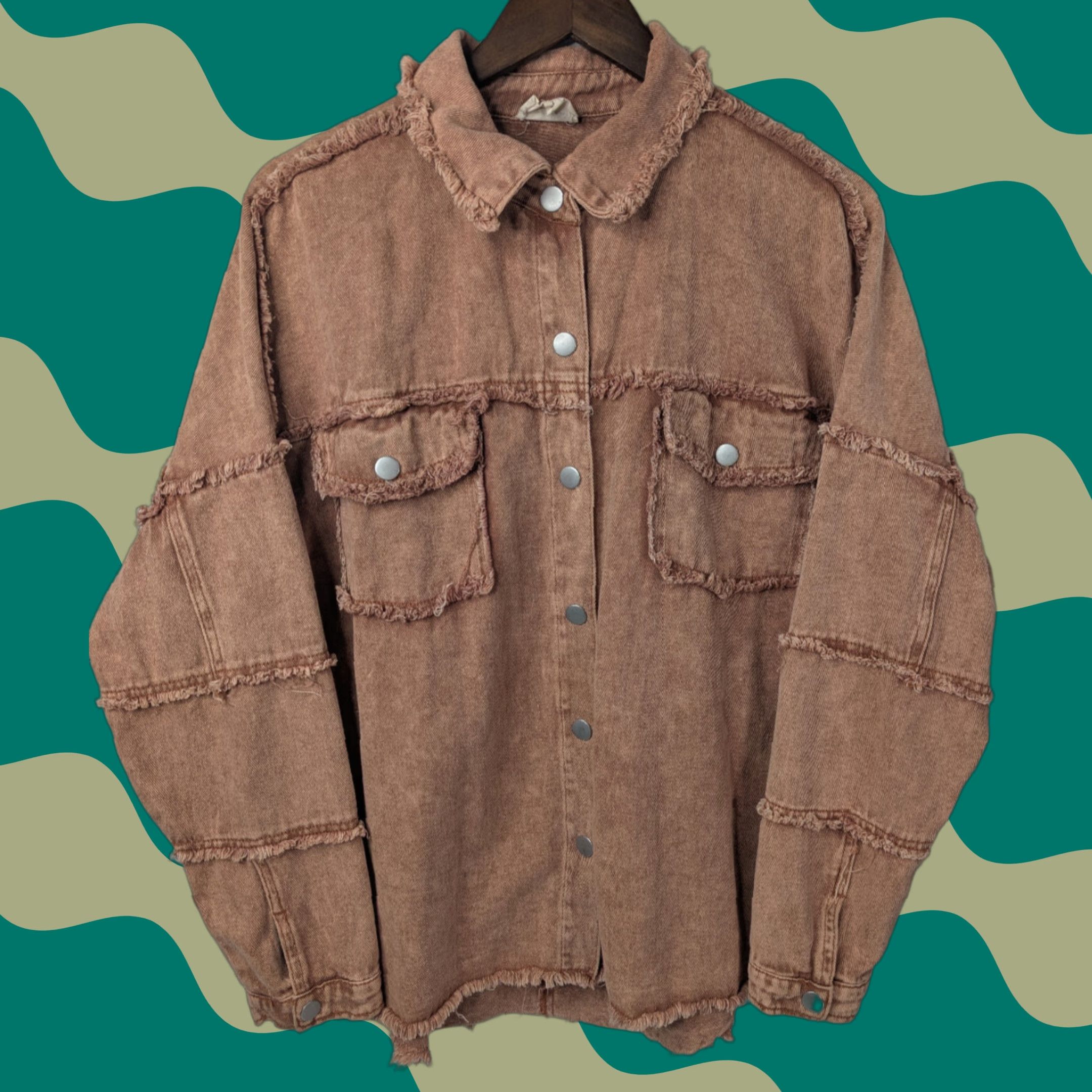 Vintage 143 Story by Line Up Shacket Shirt Jacket L Rust Fringe Snap Pocket Western 90s Womens Size L / US 10 / IT 46 - 1 Thumbnail