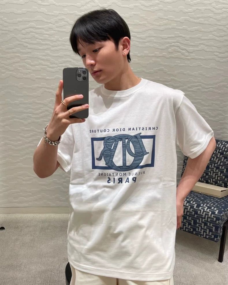 Dior Dior White Logo Short Sleeve T-2505 Size L / US 10 / IT 46 - 4 Thumbnail