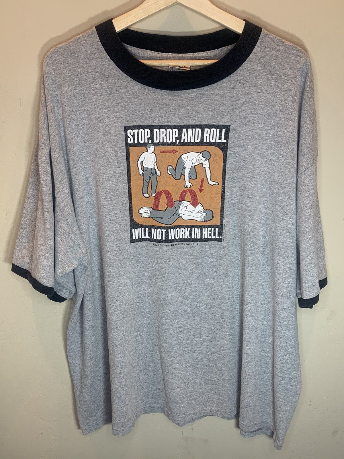 Vintage RARE* Vintage 90’s Stop Drop & Roll Won’t Work In Hell Shirt Size US XXL / EU 58 / 5 - 1 Thumbnail