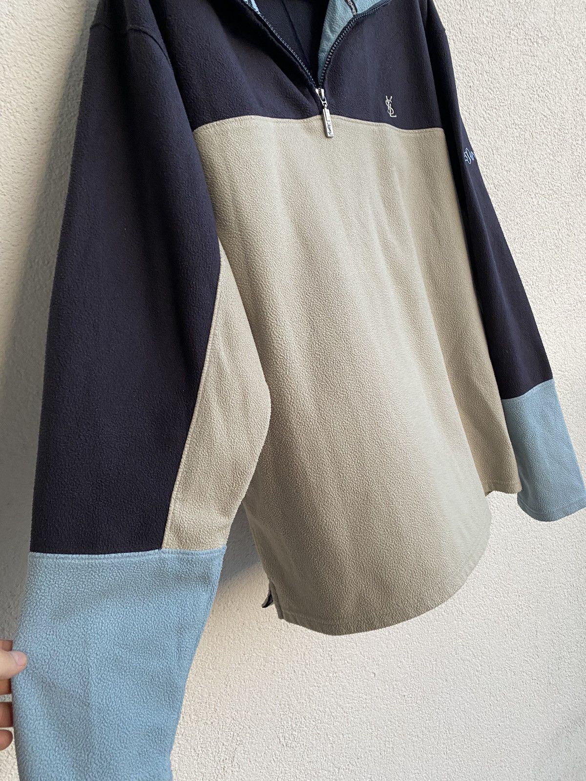 Yves Saint Laurent Fleece YSL Sweatshirt 1/4 Quarter Zip Beige Vintage Sweater Size US L / EU 52-54 / 3 - 15 Thumbnail