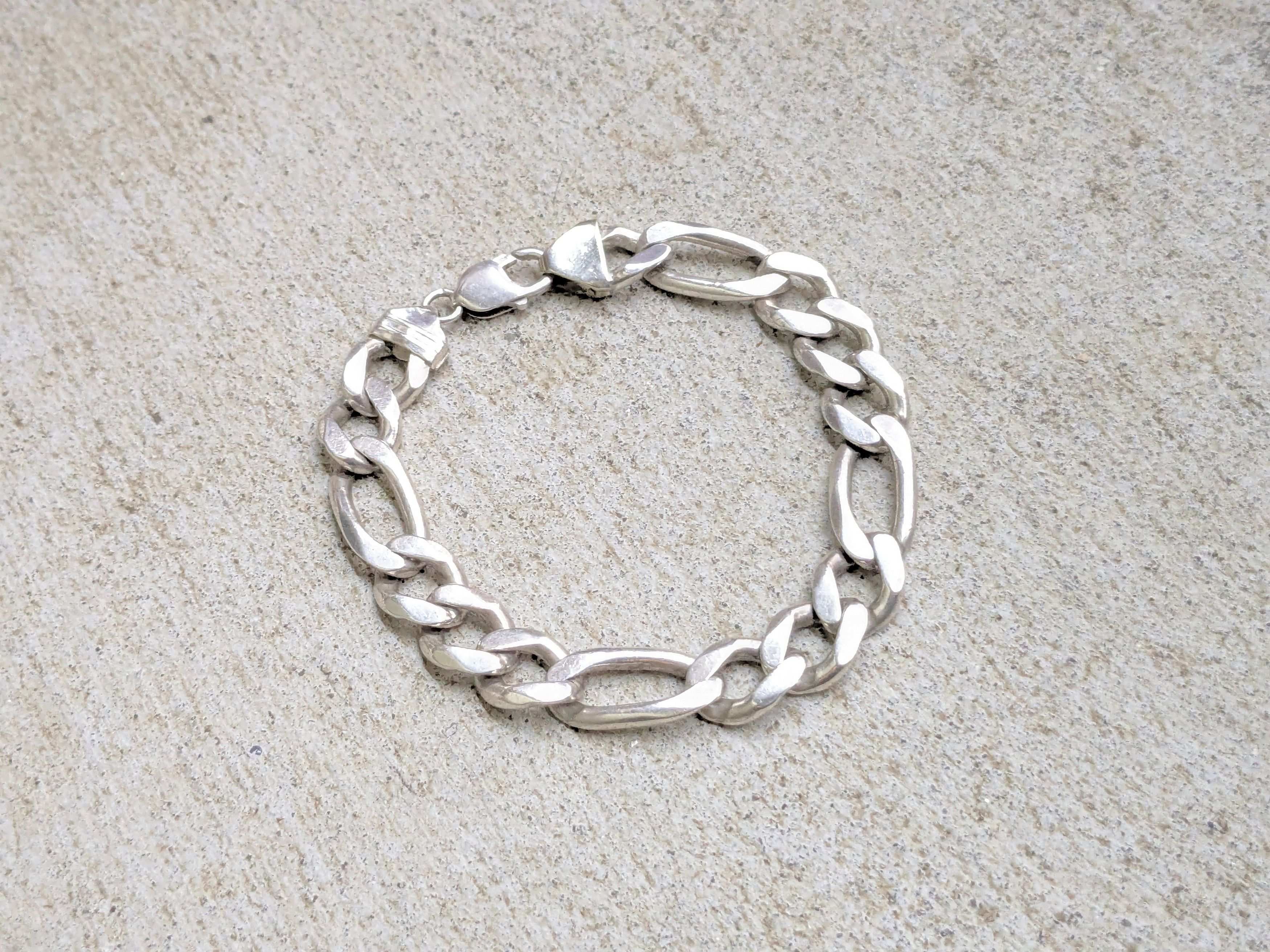 Jewelry Vintage Sterling Silver Bracelet Figaro Chunky Thick Punk Size ONE SIZE - 1 Thumbnail