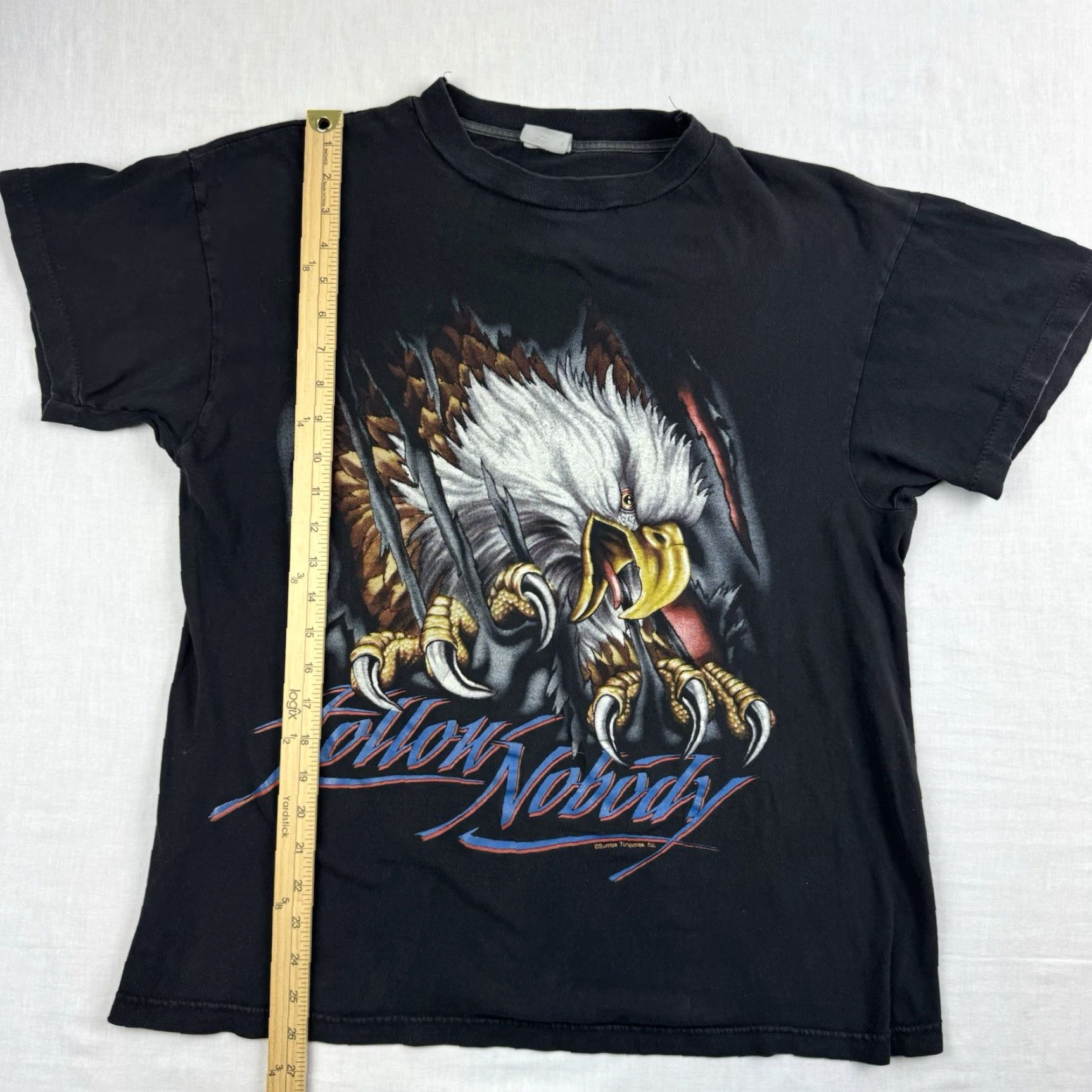 Vintage VINTAGE American Thunder T-Shirt Men's L Black 90s Eagle USA Biker Animals Size US L / EU 52-54 / 3 - 6 Thumbnail