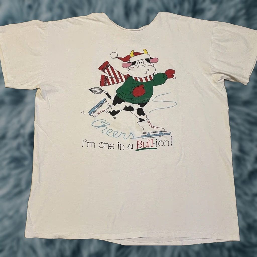 Vintage VINTAGE 90s I’m One In A Bull-ion Faded Sleeping Shirt USA Funny Saying Joke Animal T-Shirt Unisex Adults One Size White Mens Womens Boys Girls Size US M / EU 48-50 / 2 - 1 Thumbnail