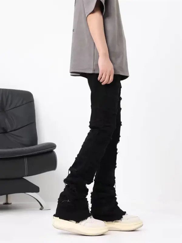 Japanese Brand Vintage Street Punk Ruffled Raw Hem Casual Pants Size US 32 / EU 48 - 3 Thumbnail