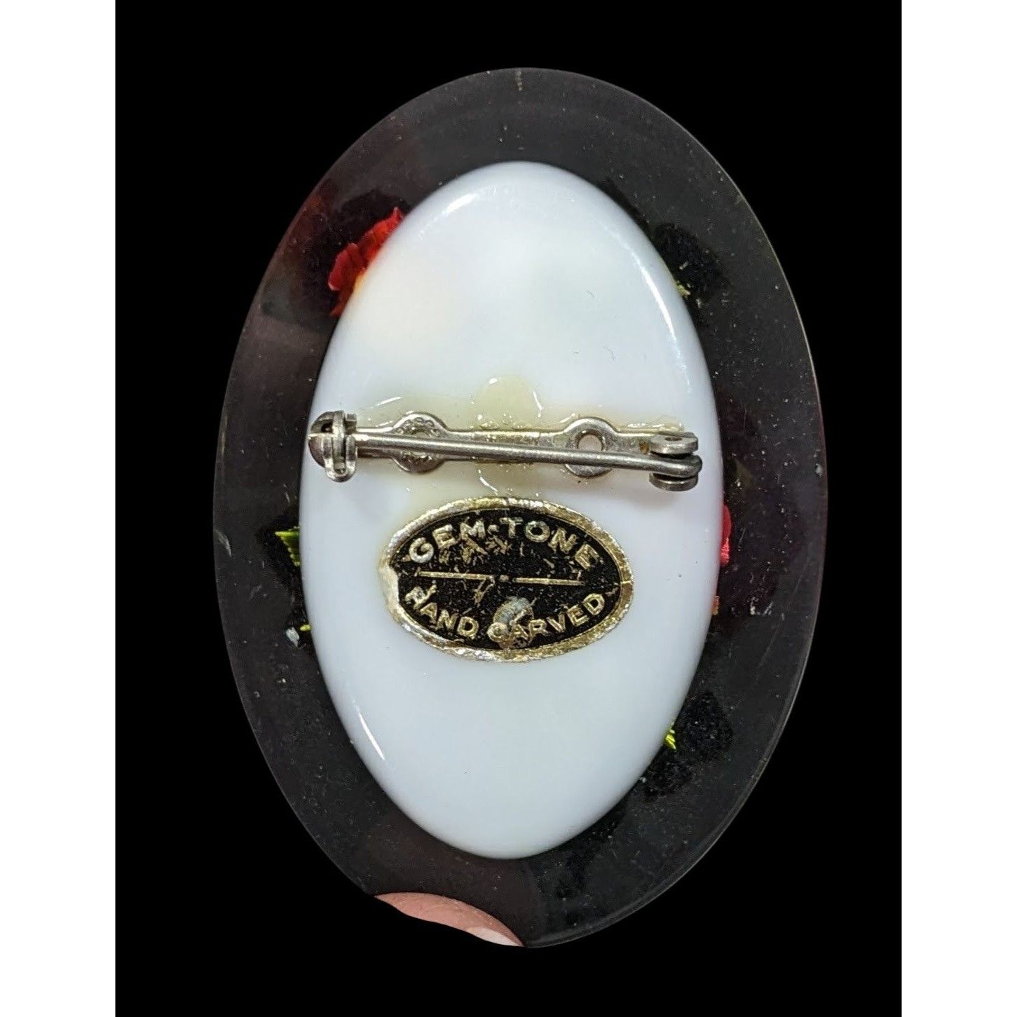 Other Vintage Gem-Tone Rose Carved Lucite Brooch Size ONE SIZE - 2 Thumbnail