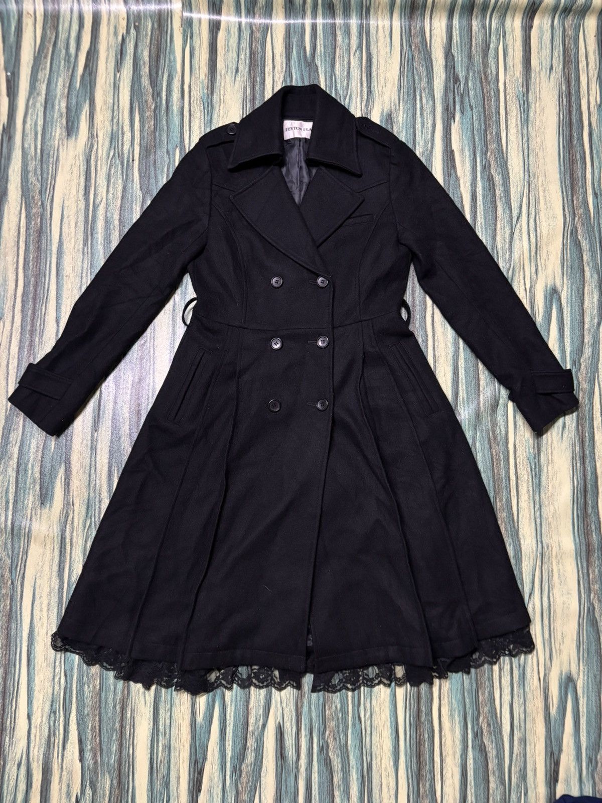 Japanese Brand Peyton Place Black Double Breasted Wool Coat Size M / US 6-8 / IT 42-44 - 1 Thumbnail