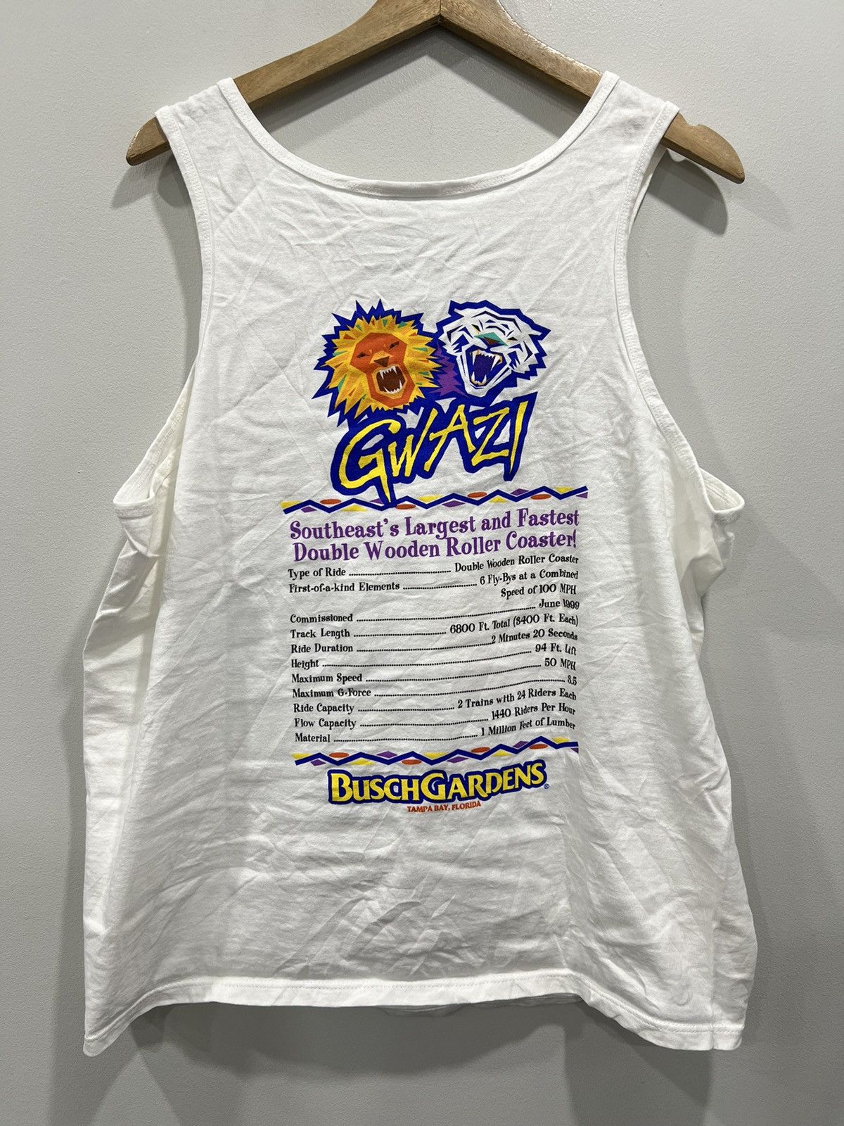 Vintage Vintage Busch Gardens Gwazi Tank Top Shirt Size US L / EU 52-54 / 3 - 3 Thumbnail