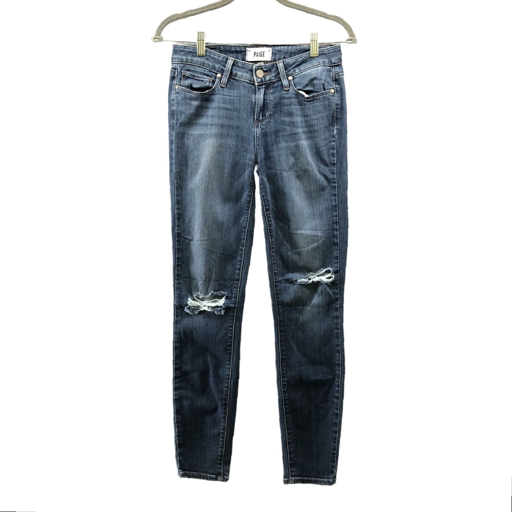 Paige Paige Jeans Womens 26 Ankle Skinny Distressed Blue Stretch Verdugo Denim Cotton Blend 5-Pocket Size 26" / US 2 / IT 38 - 2 Thumbnail