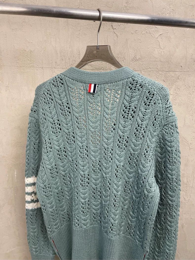 Thom Browne Thom browne Gray-green four-striped wool cardigan jacket 25 Size US XS / EU 42 / 0 - 4 Thumbnail