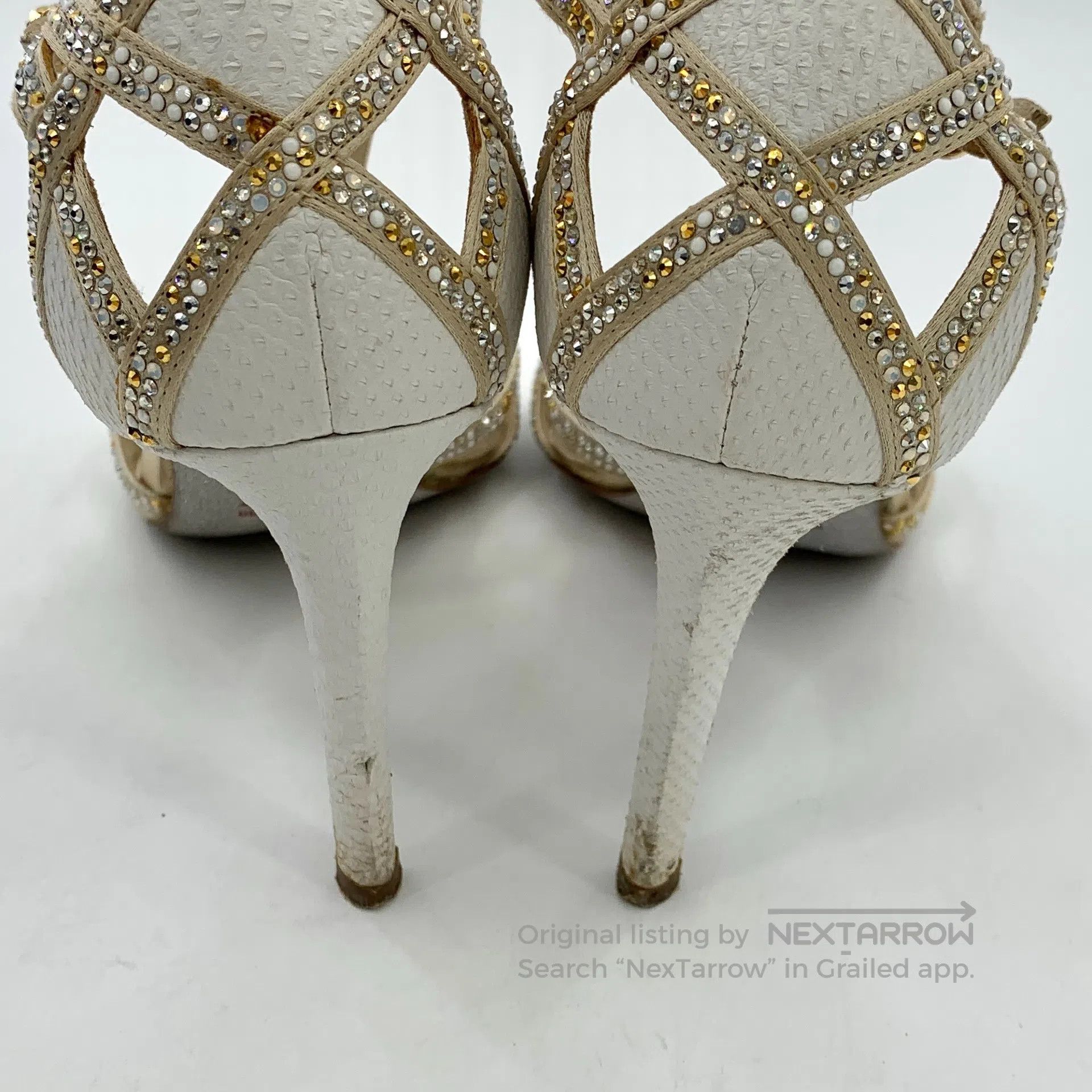 Rene Caovilla Rene Caovilla White Pointed Toe One Strap Buckle Diamond D Size US 7.5 / IT 37.5 - 8 Thumbnail