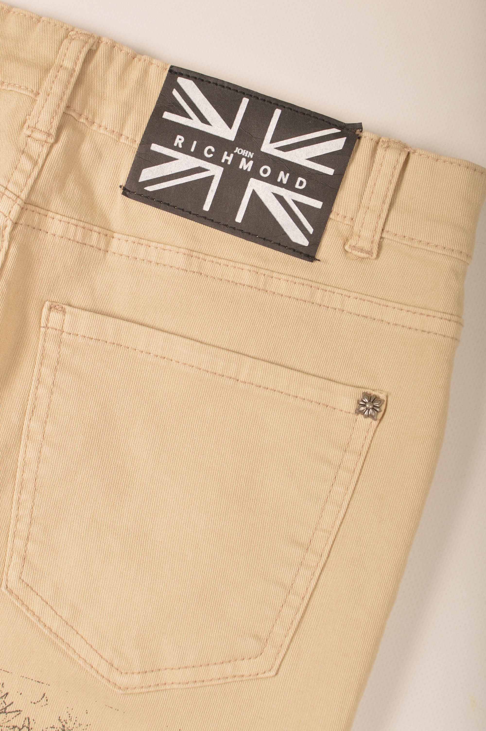 John Richmond × Richmond Denim John Richmond HWA22083JE Beige Printed Denim Jeans Size 28" / US 6 / IT 42 - 10 Thumbnail