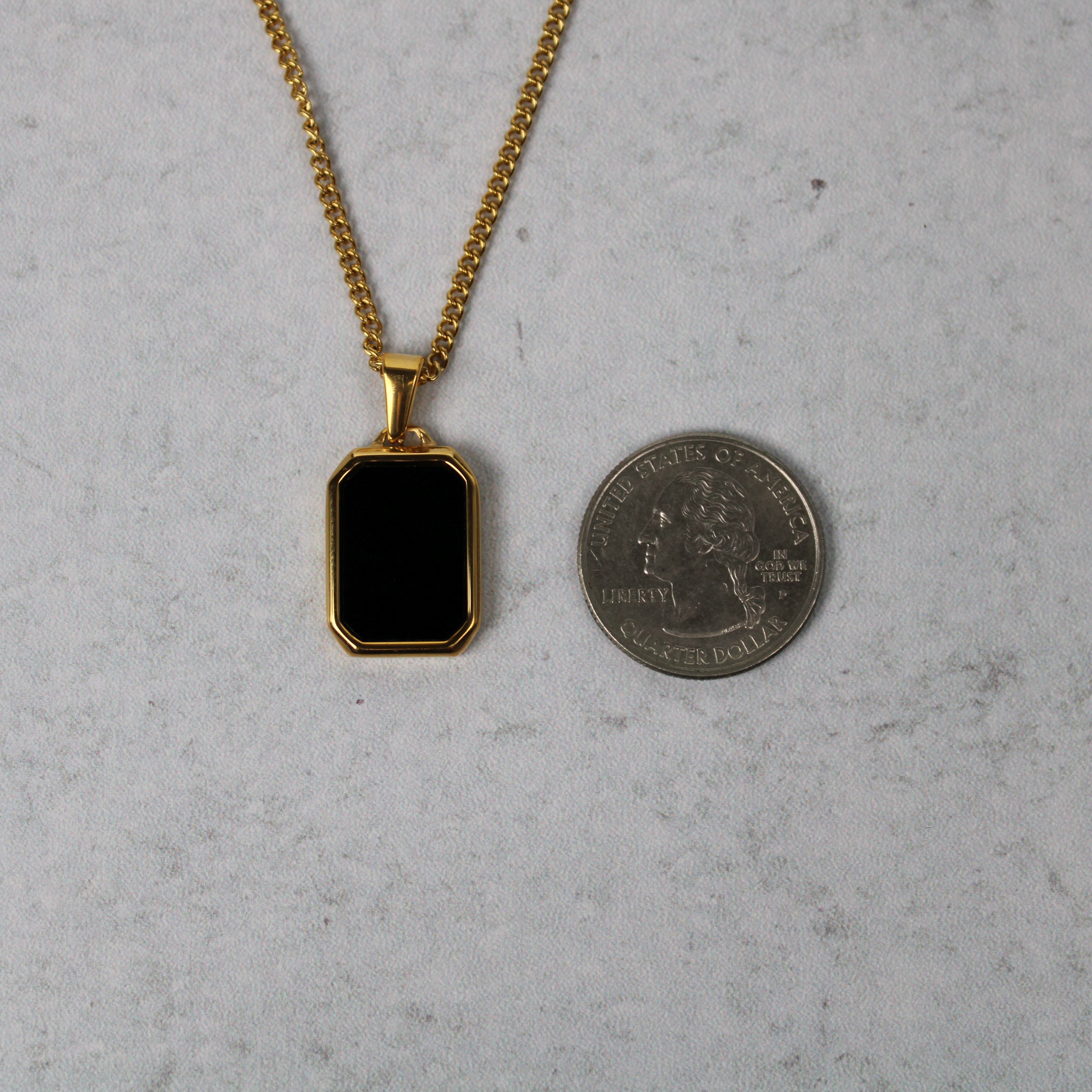 Jewelry Gold Onyx Pendant Chain Necklace Size ONE SIZE - 5 Thumbnail