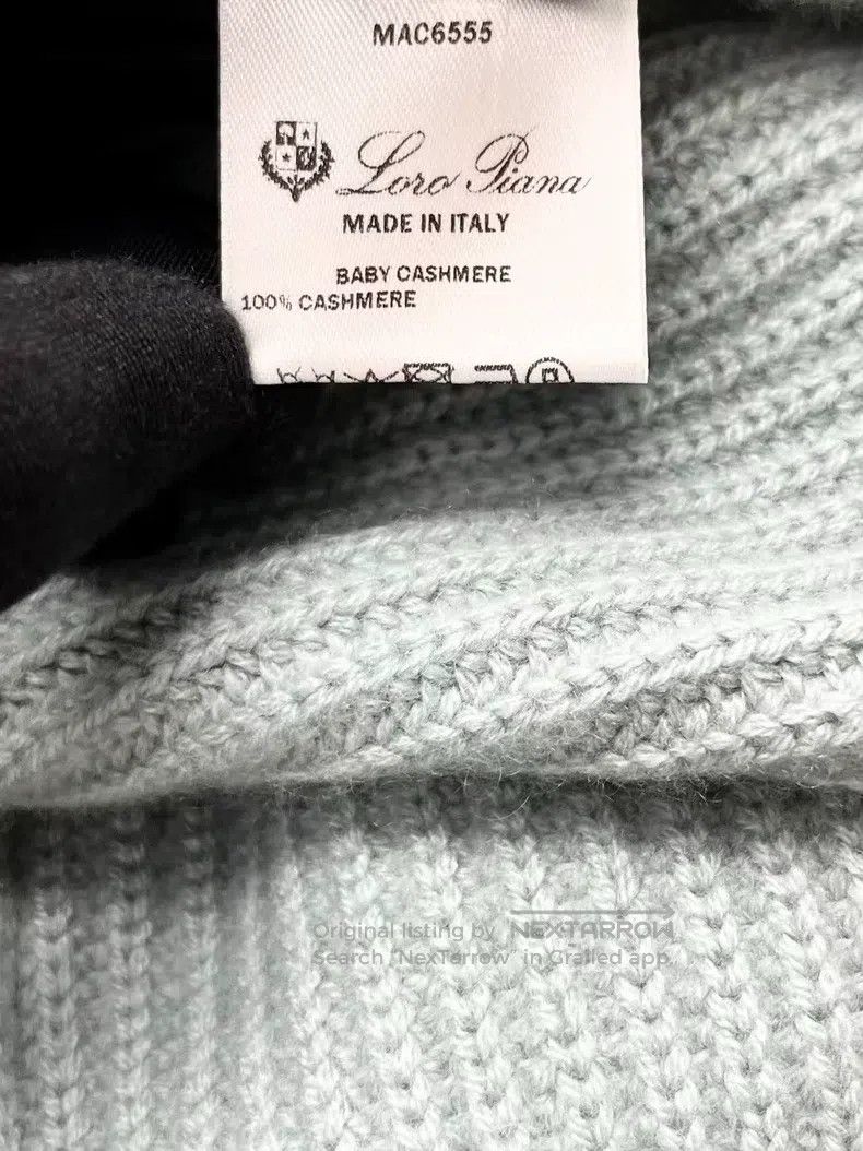 Loro Piana LORO PIANA Haze Blue Baby Cashmere High-Neck Knit Sweater Size US L / EU 52-54 / 3 - 5 Thumbnail