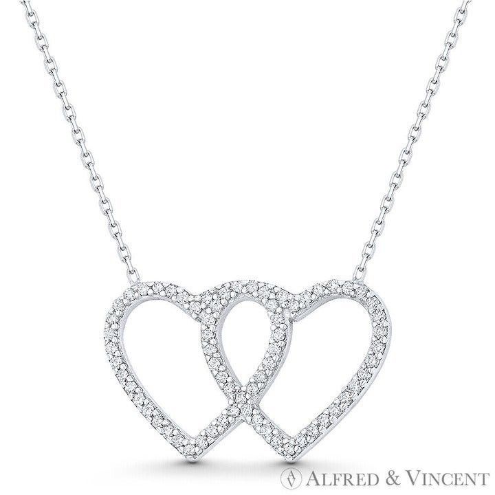 Other Double-Heart CZ Charm Pendant & Chain Necklace Size ONE SIZE - 1 Preview