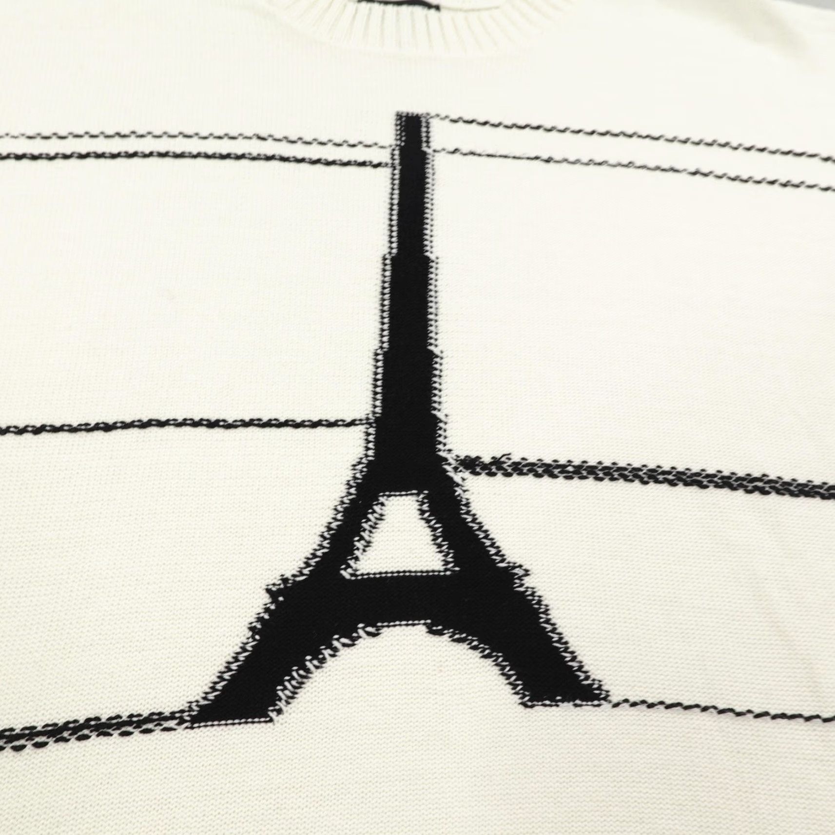 Karl Lagerfeld Karl Lagerfeld Sweater Womens Large White Black Eiffel Tower Knit Pullover Paris Designer All Seasons Size L / US 10 / IT 46 - 2 Thumbnail
