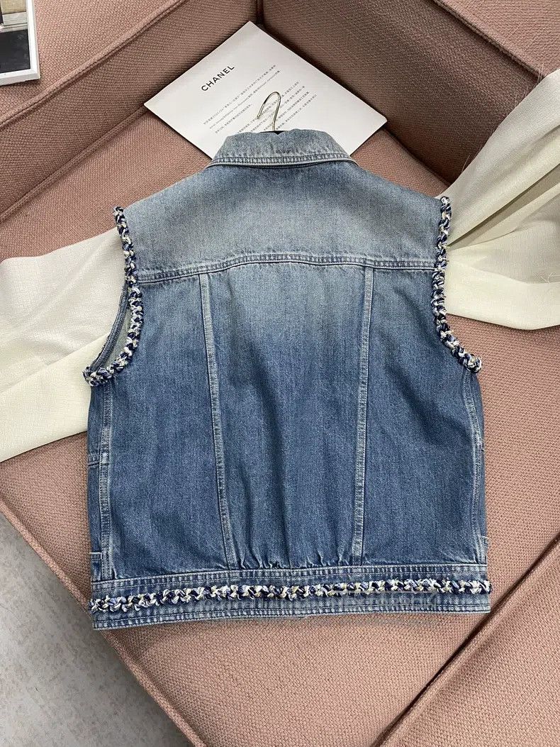 Chanel Chanel 25A tweed rolled denim jacket sleeveless vest jacke Size XXS / US 00 / IT 34 - 3 Thumbnail