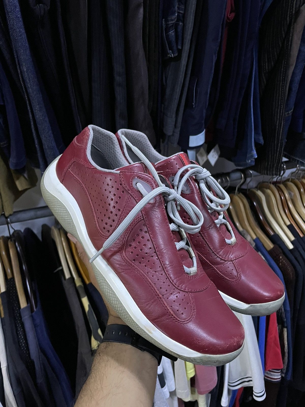 image of Prada American Cups Shoes in Red, Men's (Size 11)