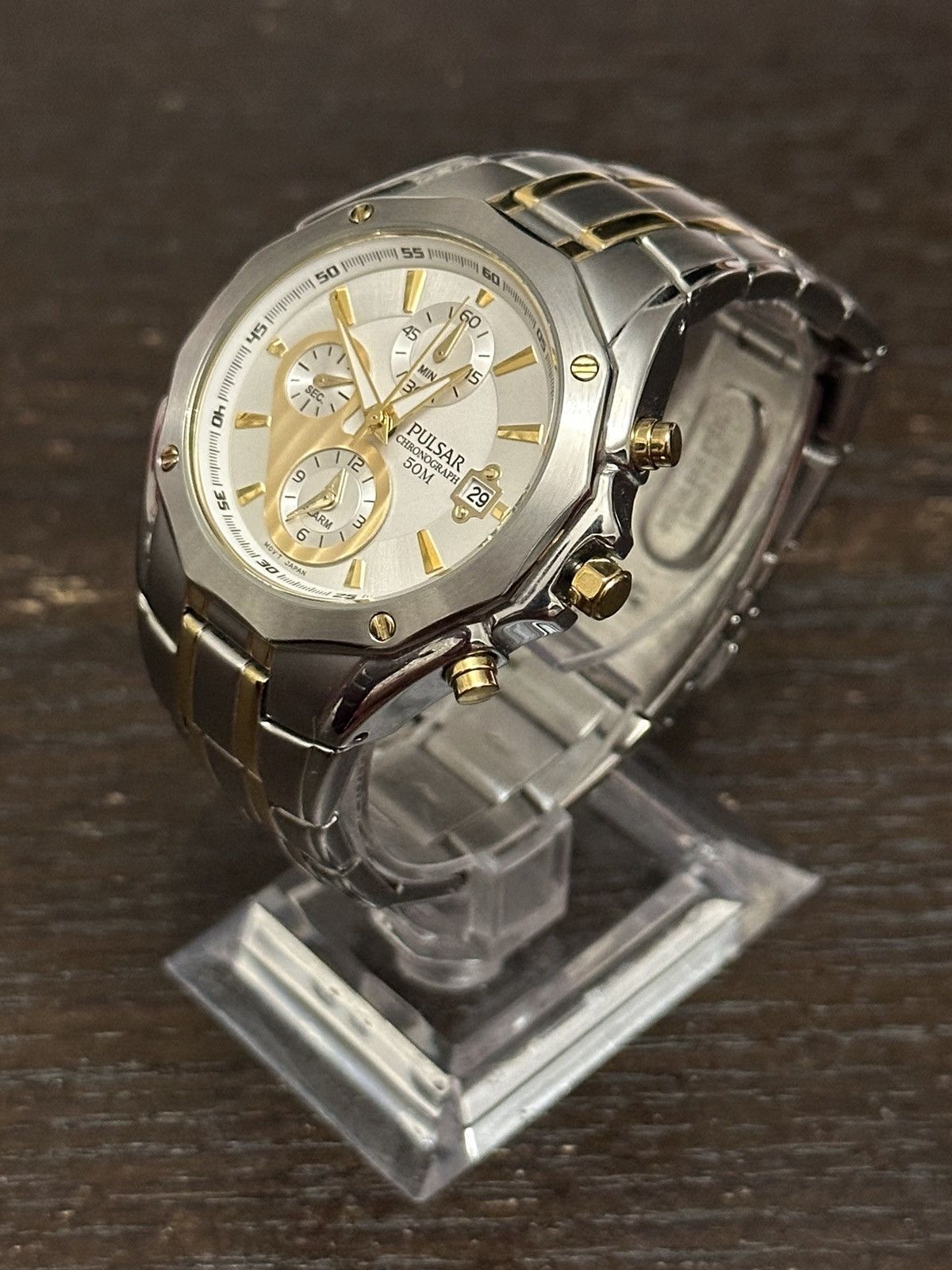Seiko 2012 Seiko Pulsar “Two-Tone” Chronograph 12 Corner Watch Size ONE SIZE - 3 Thumbnail
