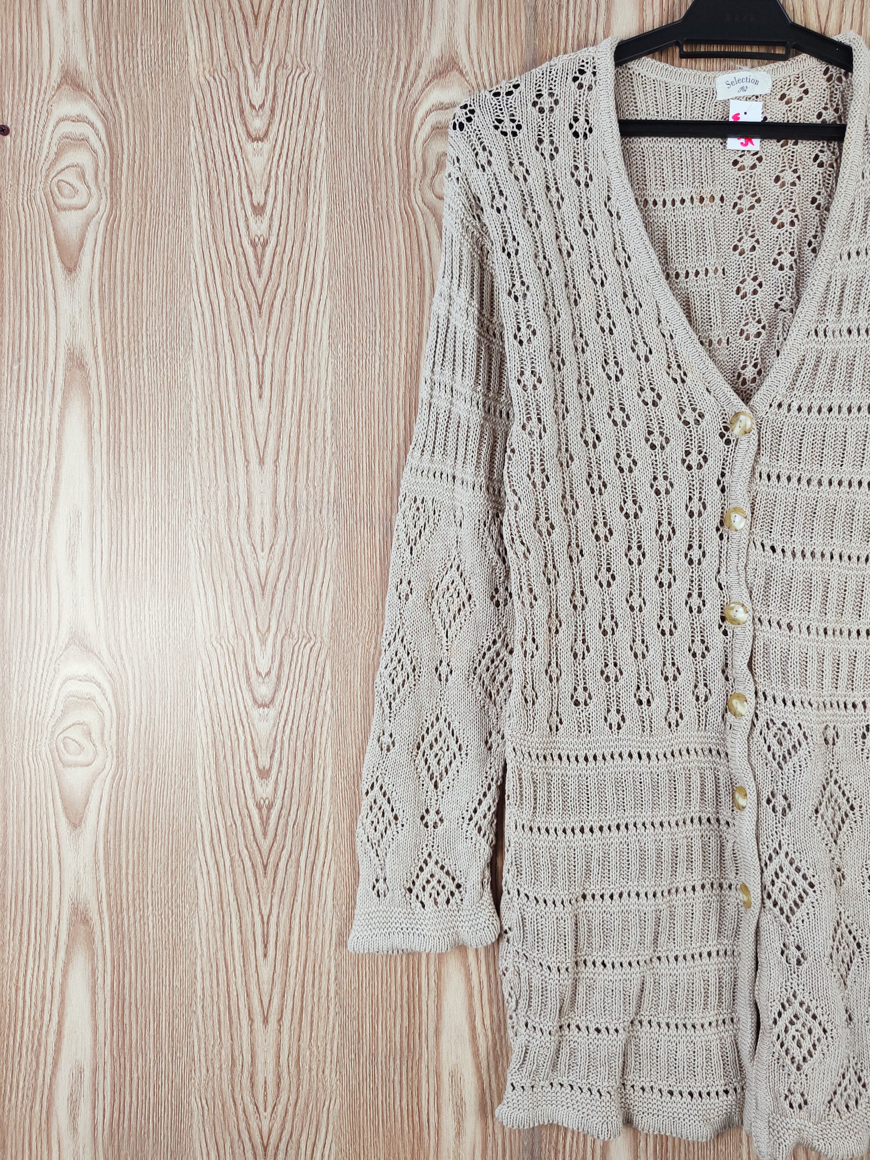 Japanese Brand × Vintage Selection RJ Brown Mesh Net Knitwear Long Cardigan #W475 Size M / US 6-8 / IT 42-44 - 3 Thumbnail