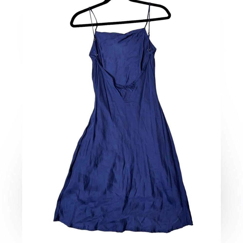 Chase Authentics Chaser l Navy Satin Knee Length Dress Small Size S / US 4 / IT 40 - 4 Thumbnail