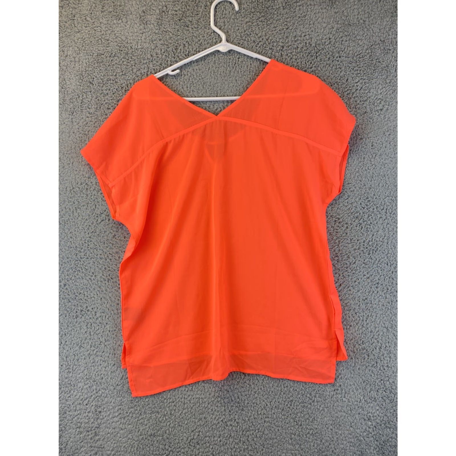 Vintage MINE Blouse Tunic Short Sleeve Boat Neck Womens M Coral Neon Size M / US 6-8 / IT 42-44 - 8 Thumbnail