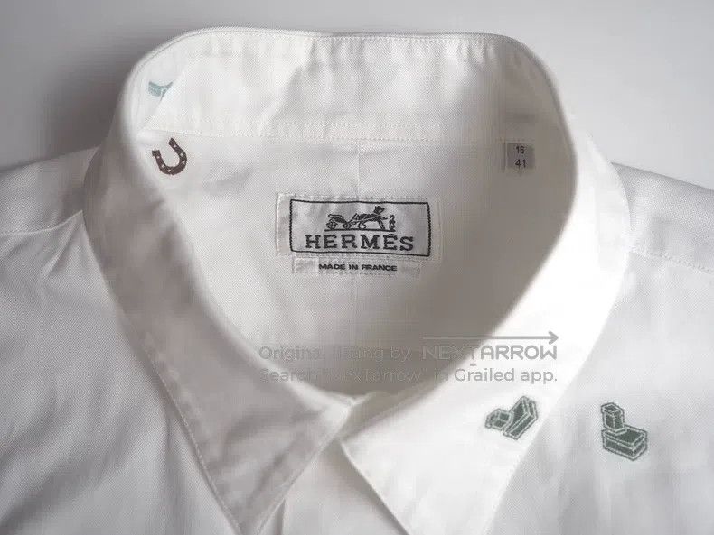 Hermes Hermes size 41 White embroidered patterned shirt Size US XXS / EU 40 - 6 Thumbnail