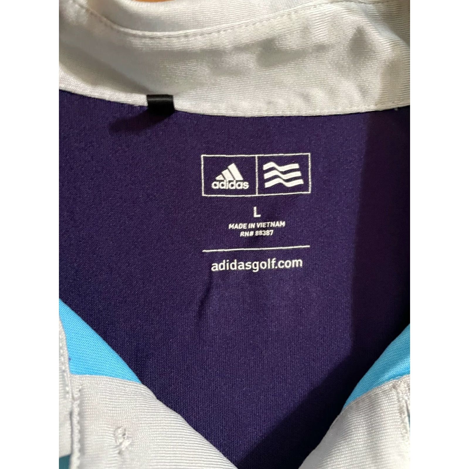 Adidas Adidas AdiZero Mens Large Golf Polo Striped Shirt Purple and Blue Size US L / EU 52-54 / 3 - 3 Thumbnail