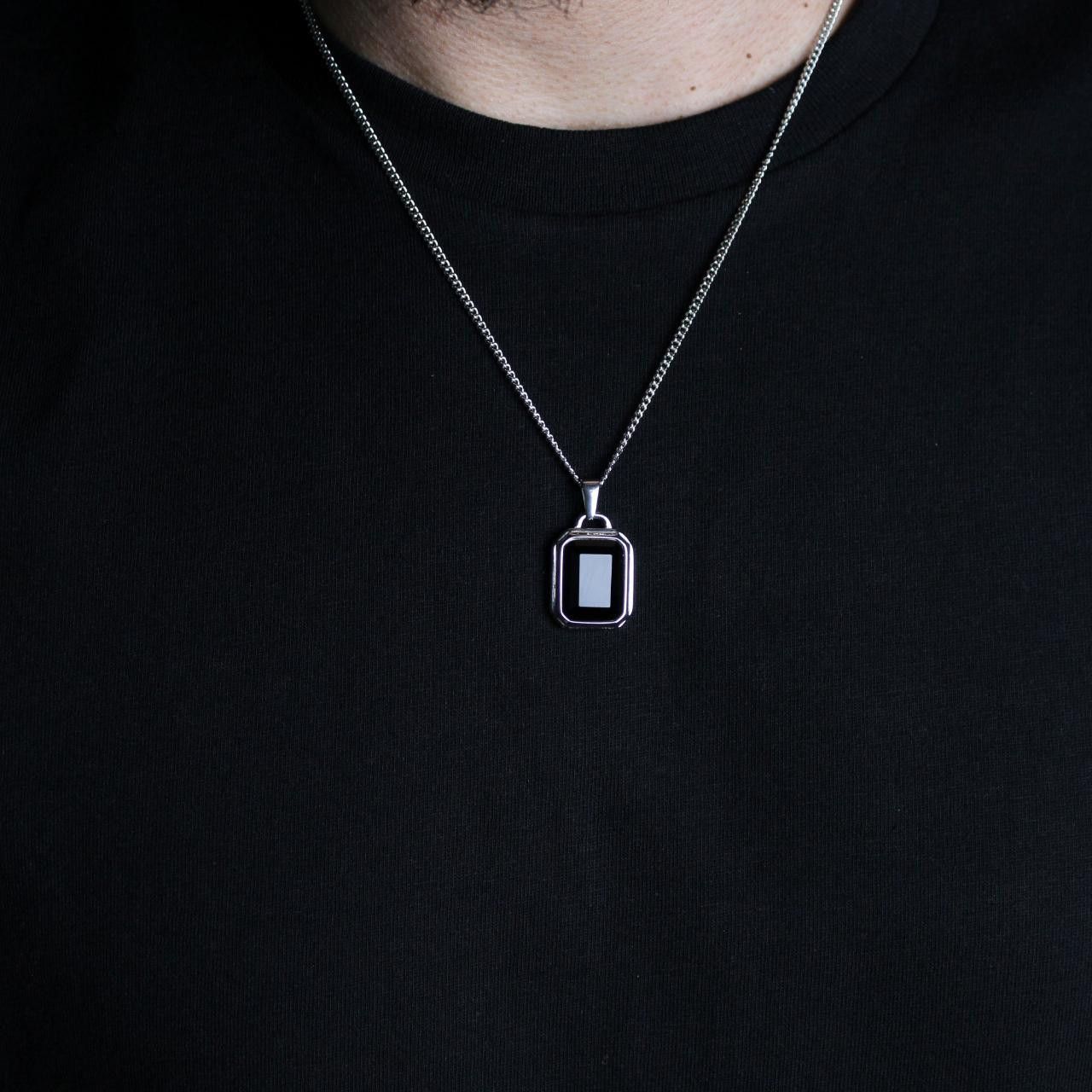 Jewelry Silver Onyx Pendant Necklace Black Gemstone Size ONE SIZE - 3 Thumbnail