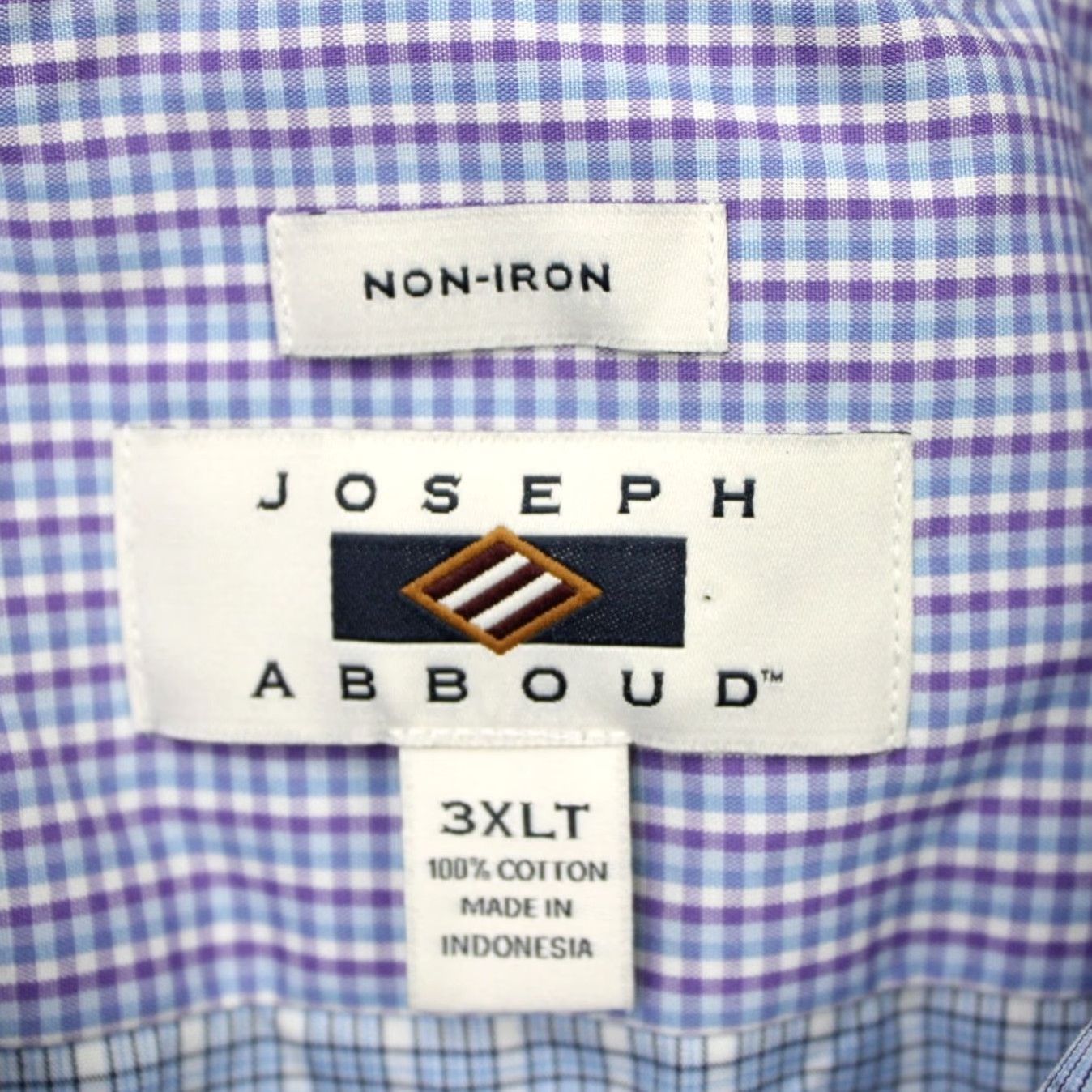 Joseph Abboud Joseph Abboud Shirt Men 3XLT XXXL-tall Blue/Purple Non-Iron Cotton L/S Button-Up Geometric Classic Designer Men's Shirt Size US XXL / EU 58 / 5 - 6 Thumbnail
