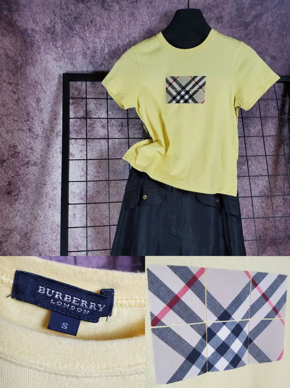 Burberry Burberry Yellow Checkered Short Sleeve T-Shirt Size S / US 4 / IT 40 - 1 Thumbnail