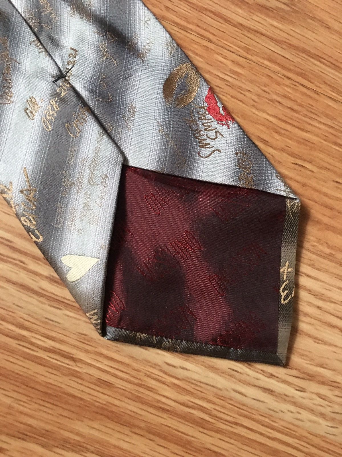 Moschino MOSCHINO Metalic Stripped Signature Design Silk Mens Tie Size ONE SIZE - 4 Thumbnail
