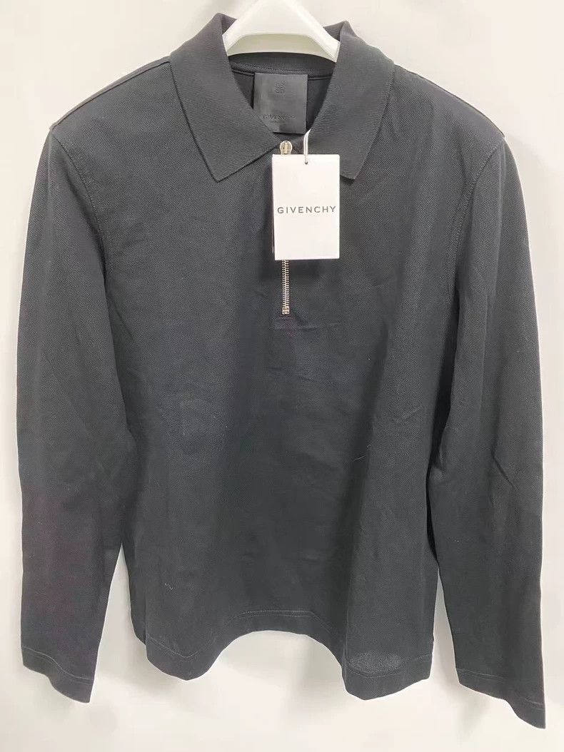Givenchy Givenchy Black Half Zip Long Sleeve Polo - Size M Size US M / EU 48-50 / 2 - 1 Thumbnail