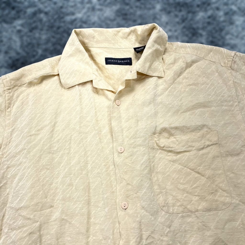 Vintage VINTAGE Jhane Barnes Shirt Mens L Yellow Silk Linen 90s Camp Collar Button-Up Short Sleeve Size US L / EU 52-54 / 3 - 1 Thumbnail