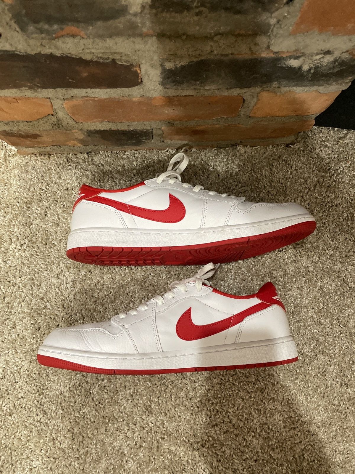 Jordan Brand Jordan 1 Low OG in White and Red Size US 13 / EU 46 - 2 Thumbnail